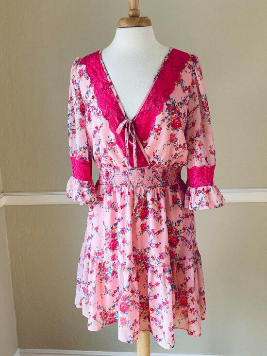 Betsey Johnson Dresses & Skirts - Betsey Johnson Bush Gardens Print Georgette Dress Size XXL NWT